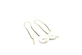 Blanco Pendientes de Perlas grandes en Plata 925 bañados en Oro amarillo 18K, Hecho a mano en España, Llavizna