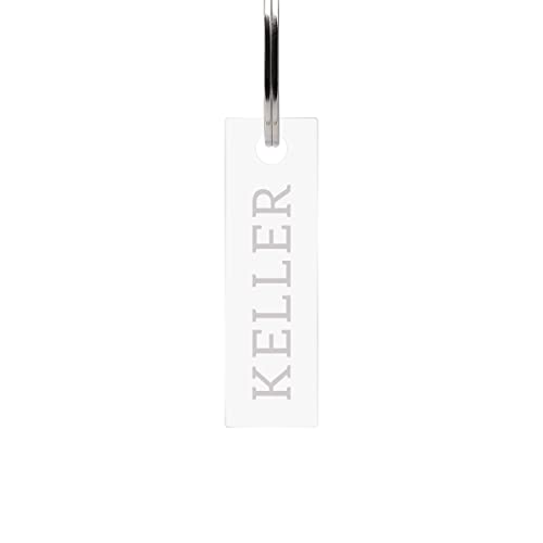 Acrylglas Rechteck Stick Dogtag Schlüsselanhänger persönliches Geschenk inkl. Schlüsselring - Keller Cover