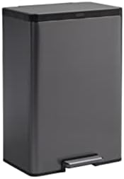 Rubbermaid Stainless Steel Metal Step-On Trash Can for Home and Kitchen, Charcoal, 12 Gallon, 2112520