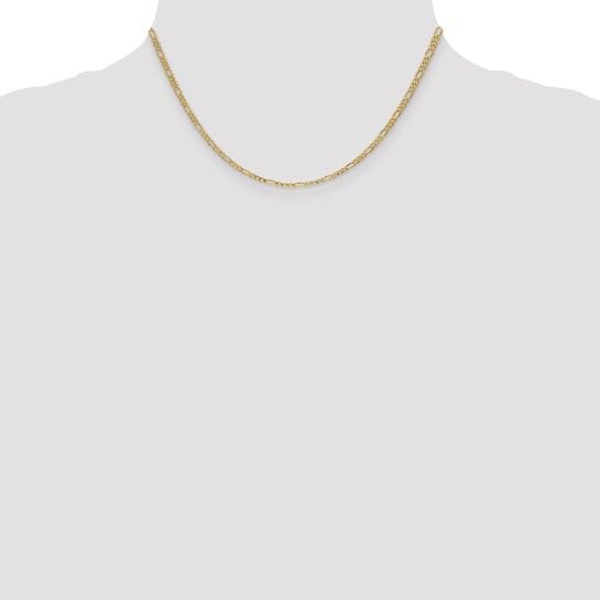 14k Yellow Gold 2.0MM Semi-Solid Light Weight Figaro Chain, 16 inches4