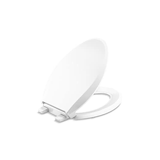 KOHLER 4636-RL-0 Cachet ReadyLatch Elongated Toilet Seat, Quiet-Close Lid and Seat, Countoured Seat, Grip-Tight Bumpers and Installation Hardware, White