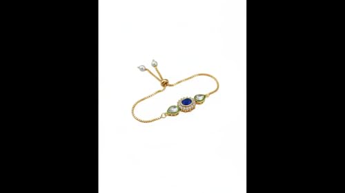 Image of Elegant Traditional Gold Plated /Rakhi Combo Of 1 Piece for Men and Women /brother /sister /bhabhi Kundan Stone combo set (Same as Shown In Image)
