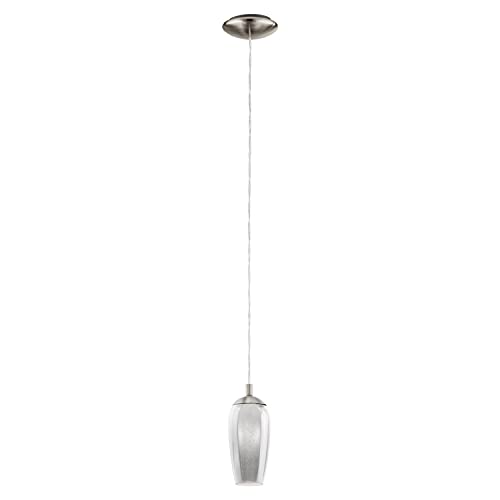 EGLO Pendelleuchte Farsala, 1 flammige Hängelampe, Hängeleuchte aus Metall, Rauchglas, Granille-Kristalle, Esstischlampe in Nickel-Matt, Schwarz-Transparent, Wohnzimmerlampe hängend, G9 Fassung EGLO Pendelleuchte Farsala, 1 flammige Hängelampe, Hängeleuchte aus Metall, Rauchglas, Granille-Kristalle, Esstischlampe in Nickel-Matt, Schwarz-Transparent, Wohnzimmerlampe hängend, G9 Fassung