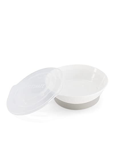 Twistshake Cuenco con Tapa Alimentación para Bebés de PP y Silicona, Bol sellado, Tazón para Bebé Plato, Vajilla, Sin BPA, 6+ Meses, Blanco Cover
