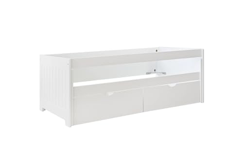 Vep Home - Cama Nido de 90x190 cm con Cajones Inlcuidos - Diseño Juvenil y Funcional -Fabricada en Madera MDF - Ahorro de Espacio en Dormitorios - Color Blanco