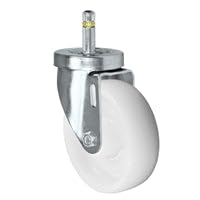4" X 1-1/4" White Nylon Wheel - Swivel Caster - 7/16" x 1-3/8" Grip Ring Stem Caster - 350 LBS Load Capacity