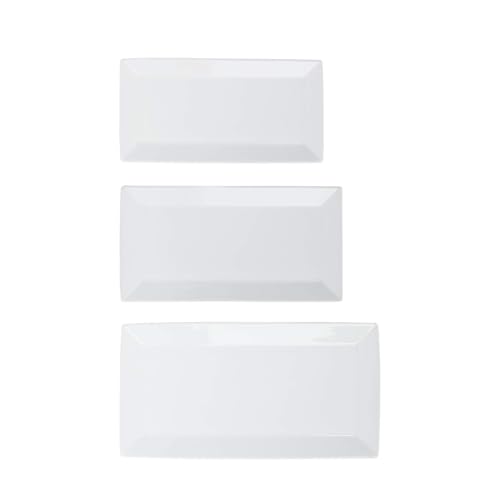 Amazon Basics 3-Piece Porcelain Serving Platters, Oven Safe, for Entertaining, Appetizer, Dinner, Dessert, 12.75 inch, 11 inch, 10 inch, White by Amazon Basics - Image 2