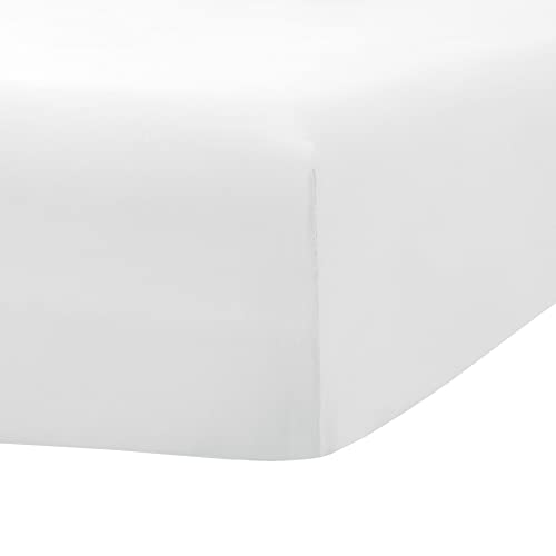 Image of Ghooss Fitted Sheet White-Full Size Fitted Sheet Only-Fitted Deep Pocket Sheet-Soft Wrinkle Free Sheet-1 Pack(White,Full)