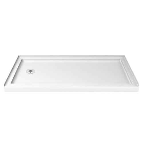 DreamLine SlimLine 42 in. D x 60 in. W x 2 3/4 in. H Left Drain Single Threshold Shower Base in White