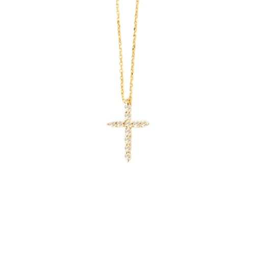 Gelin Diamond Cross Necklace in 14K Solid Gold | 14k Gold Cross Necklace for Women, 18