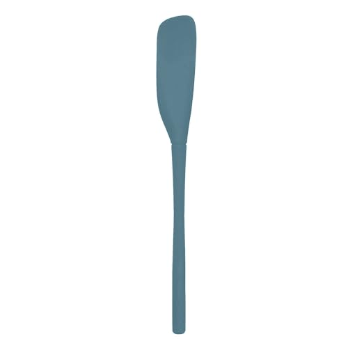 Tovolo Silicone Jar Spatula Long Handled Rubber Scraping Scooping Tool for Peanut Butter Jam Jelly Jars Blenders, Extra Long Flex Core Silicone Jar Scraper Dishwasher Safe BPA Free, Blue Slate
