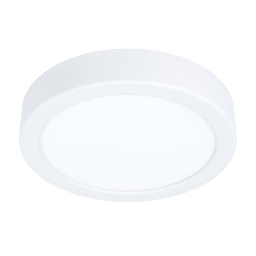 Eglo LED Plafonnier Idun, plafonnier rond, lampe de plafond en métal et plastique blanc, luminaire en saillie pour bureau et cuisine, blanc neutre, Ø 17 cm
