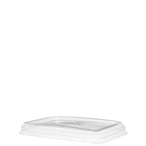 Eco-Products Recycled Rectangular To Go Container Lids, Case of 400, WorldView Flat Covers, Fits 12-16oz, 100% Recycled PET From Plastic Bottles, Clear For Visibility