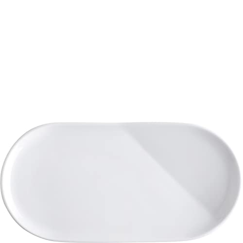 KAHLA O - The better place Platte oval 20 cm weiß ovale Servierplatte aus Porzellan, Mini Platte, hochwertiges Geschirr mit Relief, Fine Dining Geschirr, flach