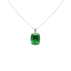 Kayra Green Emerald Cushion Cut Pendant Necklace for Women, Natural