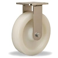 Hamilton Stainless Steel Workhorse Rigid Caster - 8" x 2" White Nylon Wheel with 1/2" Sealed Precision Ball Bearings - R-WHS-8WNSB
