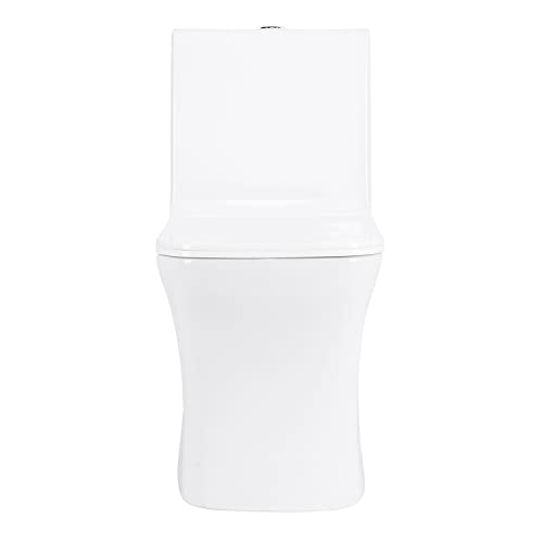 Image of KrissKross Premium Western Floor Mounted One Piece Water Closet Ceramic Western Toilet /Commode /European Commode Square With Soft Close Seat Cover For Lavatory, Toilets (P-Trap Outlet Is From Wall)