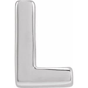 14K White Gold Block Initial L Slide Pendant