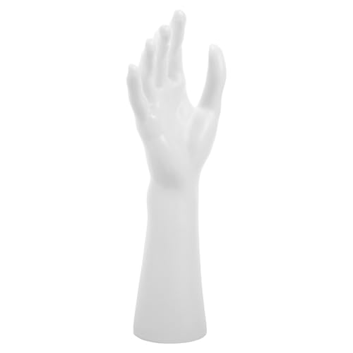 Abaodam Espositore per Manichino a Mano Femminile Plastica Bianco Mano Inclinata Portagioielli Portaanello Portabracciale Decorativo per Esposizione Anelli e Gioielli