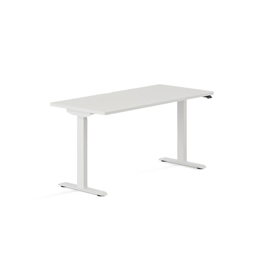 Image of Branch Duo Standing Desk, Adjustable Standing Desk with 20 inch Range | OLED Control Panel, Frameless Design and Compact Size Suitable for Many Spaces, 58 Inches, White Top, White Base