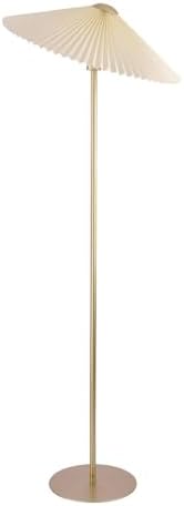 KUNJOULAM Pleated Floor Lamp,Gold Pole Floor Lamps for Living Room, Simple Design Tall Lamp with Beige Lampshade, Standing Lamp for Living Room, Office, Home