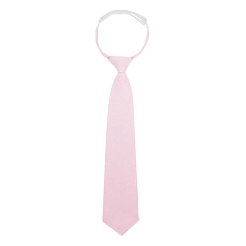Mantieqingway Boys Tie Adjustable Pre-tied Cotton Kids Ties Solid Color Neckties for School Uniforms Party Graduation Wedding (1pcs-pink)