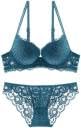 Image of Vividvibe Women's Gorgeous Honeymoon Heavily Padded Lace Wired Push up Bra Panty Bridal Set