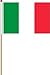 Italia Italy Large 12 X 18 Inch Country Stick Flag Banner on a 2 Foot Wooden Stick .. Great Quality Polyester ... New