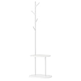 HOOBRO Portemanteau en L avec 4 Crochets, Portant à Vêtements avec 2 Étagères de Rangement, Autoportant, Vestiaire, pour Vêtements, Chapeaux, Sacs, Entrée, Couloir, Salon, Chambre, Blanc EWT50YM01