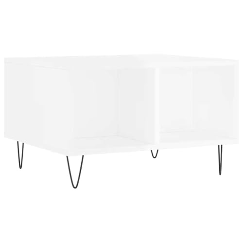 Table basse en bois blanche pour ranger vos télécommandes et désencombrer