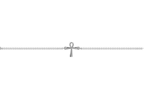 Bracelet croix Ankh en argent 925 double chaîne ajustable égyptienne pour femme