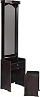 Noor Furniture Mart Generic Wood Dressing Table with Light and Stool in Dark Walnut (Black, HMDT_2000WN)
