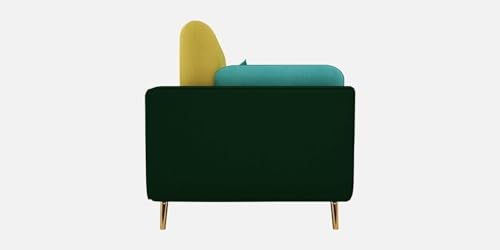 Image of Modern & Luxury Cushioned Couch Relax sectional Sofa in Fabric & Velvet and Heavy Duty Sofa Ideal for bedrooms, Living Rooms, Guest Rooms and Office-(2 Seater Sky Blue & Green).