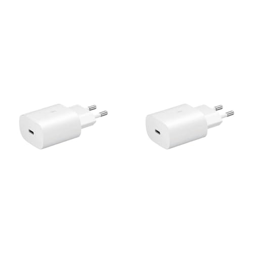 Image of Samsung Original 25W Single Port, Type-C Fast Charger for Cellular Phones (Cable Not Included), White (Pack of 2)