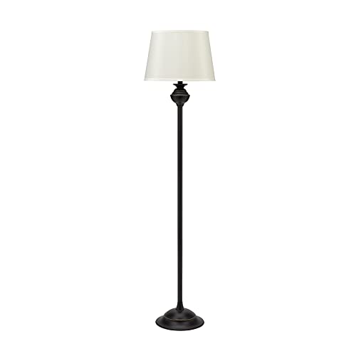 Catalina 18079-001 Traditional 3-Piece Metal Floor & Table Lamp Set With Linen Shades, 59" And 24", Black Classic #TOP6
