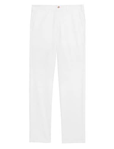 Image of Marks & Spencer Linen Mix Plain Regular Fit Trousers T175360IWHITE (M)