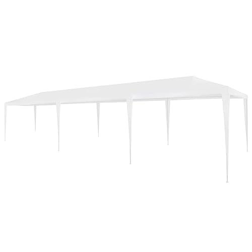 Gecheer Tente de Réception 3x9 m PE Blanc Tonnelle de Jardin, Gazebo Pavillon Extérieur Belvédère pour Camping, Festival, Fête, Marriage, BBQ, Terrasse, Plage