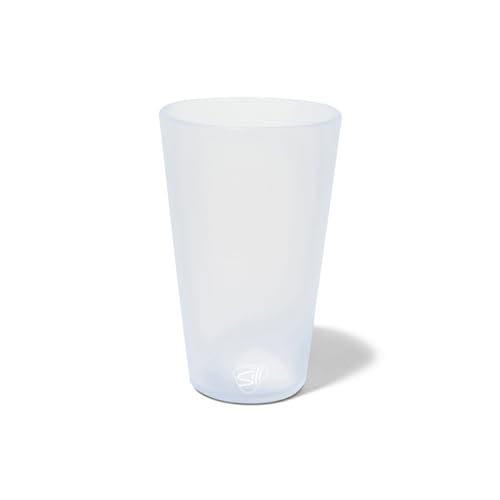 Silipint 16oz Silicone Pint Glass – Unbreakable BPA-Free Reusable Silicone Drinking Cup – Flexible Dishwasher Microwave & Freezer Safe – Stemless Glass for Water Coffee Smoothies (Icicle)