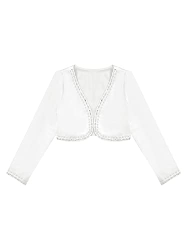 MSemis Cárdigan Elegante de Ceremonia Niña Infantil para Vestido Chaqueta Princesa con Mangas Largas Abrigo Formal Otoño Boda Bautizo 1-16 Años Marfil 1-2 años