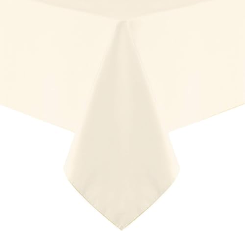 Image of Obstal 210GSM Rectangle Table Cloth, Ivory, 60 x 102 Inch | Heavy Duty Water Proof Microfiber Tablecloth, Decorative Fabric Table Cover for Outdoor and Indoor Use