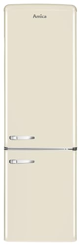 Amica KGCR 387 101 B Retro Kühl-/Gefrierkombination/Beige / 181cm (H) x 55cm (B) x 62cm (T) / Retro-Design/Kühlschrank mit Gefrierfach