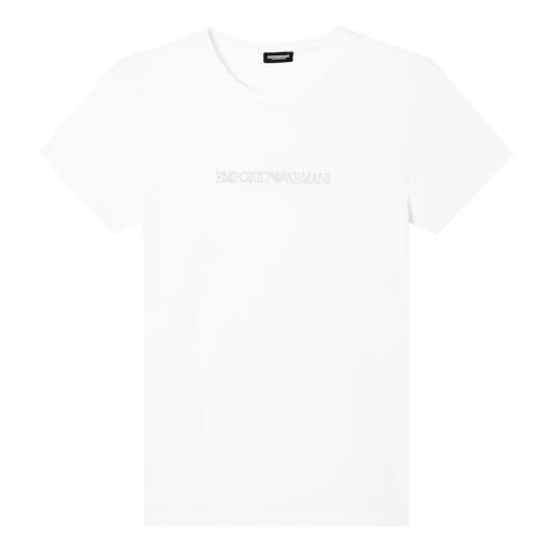 Emporio Armani Camiseta Esencial de algodón con Cuello Redondo para Mujer, Color Blanco, Talla XL, Regular, Blanco, XL