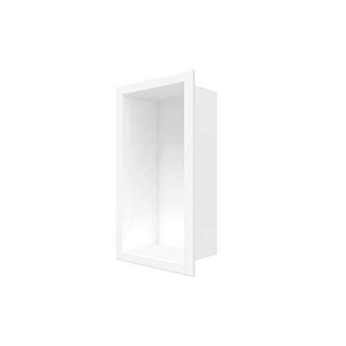 Odass | Shower Niche | 12" X 6" | No Tile Needed ­| Rectangular Stainless Steel #304 Niche | Matt White Recessed Single Shelf Organizer | Bathroom Storage For Shampoo Bottle #TOP1