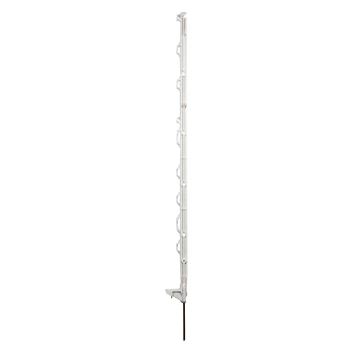 horizont Weidezaunpfähle Kunststoff 10 Stück weiß, Höhe 108cm, Einzeltritt, Kunststoffpfahl mit Ösen für Bänder, Seile, Litzen, Weidezaunpfahl Kunststoffpfahl Weidezaun