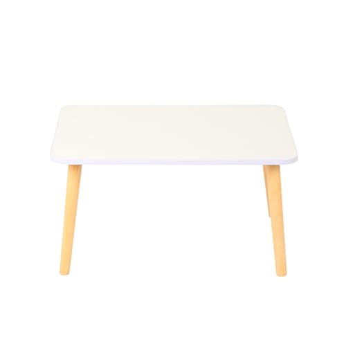 Mesa baja moderna para espacio pequeño, moderno de mediados de siglo, minimalista para salón, casa, oficina, 60 x 40 x 32 cm, color blanco