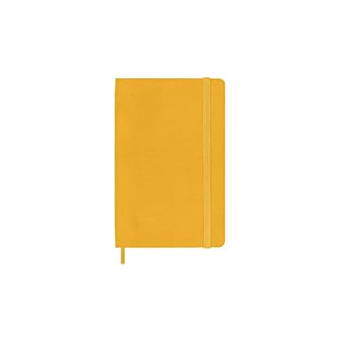 Moleskine Classic Liniertes Notizbuch, Hardcover aus Seide mit Elastikverschluss, Taschenformat, Farbe Orange Gelb Cover