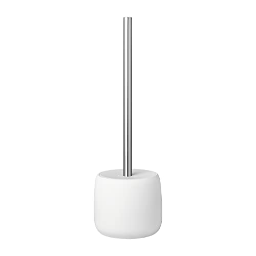 Image of blomus SONO Toilet Plunger with Decorative Holder - Ceramic Soft Touch with Stainless Handle - Modern Design - White