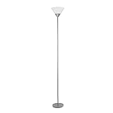 Simple Designs LF1011-SLV 1 Light Torchiere Stick Floor Lamp, Silver