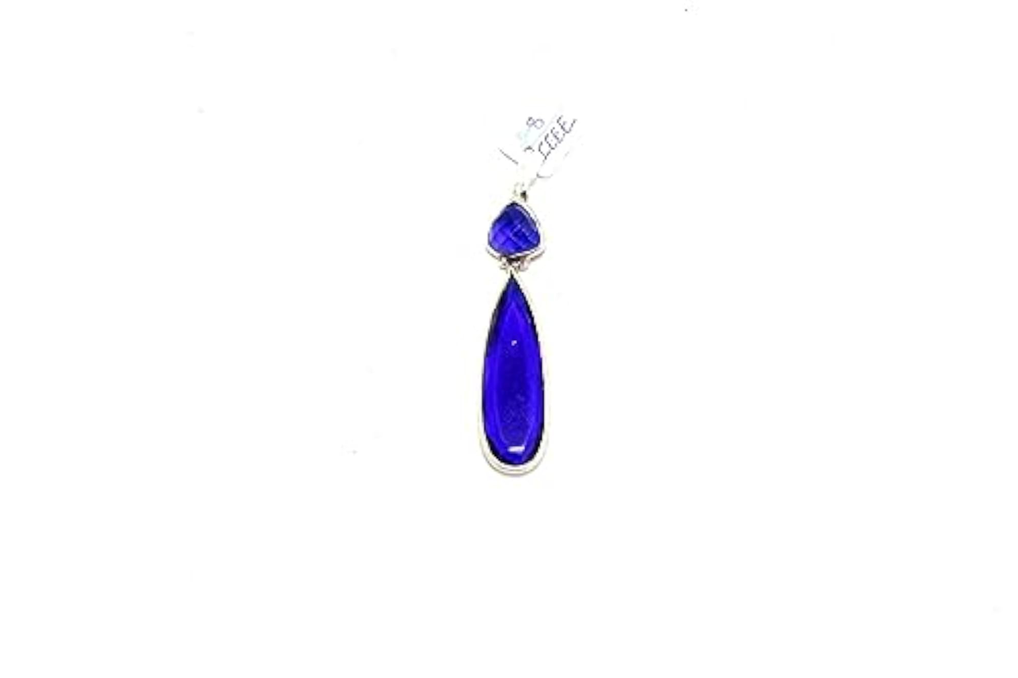 Women's 925 Sterling Silver Blue Hydro Stone Pendant, Handmade Gift