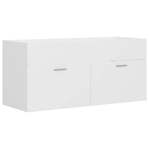 vidaXL Mobile Lavabo Bianco 100x38,5x46 cm in Legno Multistrato
